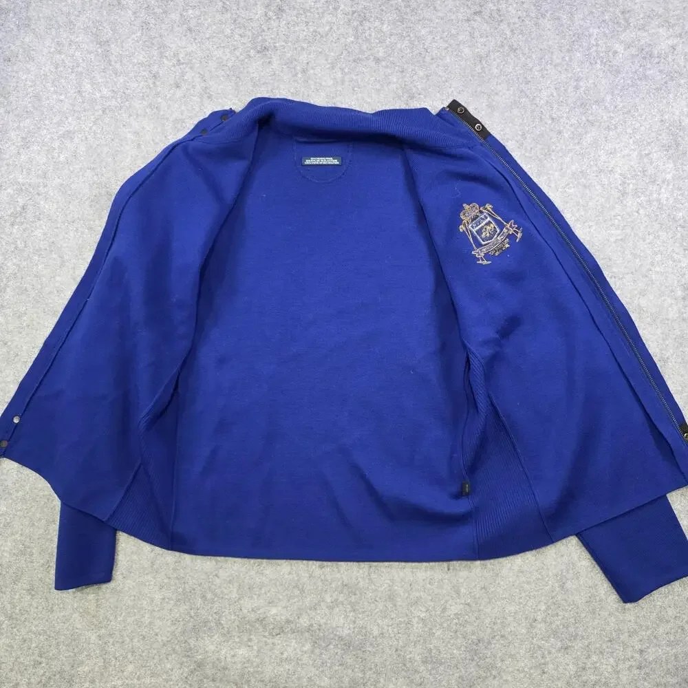 Polo Ralph Lauren Sweater Mens Medium? Blue Full Zip Mock Neck Mercer Club Crest